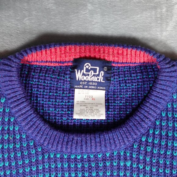 Vintage Woolrich Chunky Knit Sweater Mens XL Tall Fit Ramie Cotton 90s - Picture 3 of 8